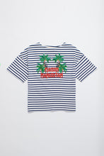 Load image into Gallery viewer, Maison Mangostan / Monkey Stripes T-Shirt / White Navy