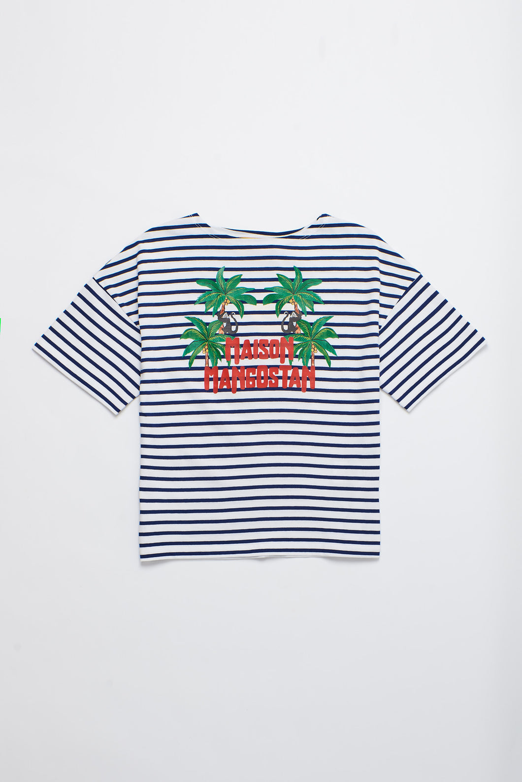 Maison Mangostan / Monkey Stripes T-Shirt / White Navy