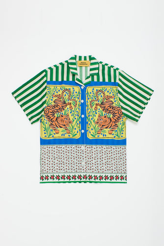 Maison Mangostan / Tiger Patchwork Shirt / Green