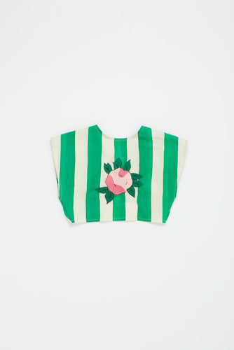 Maison Mangostan / Flowers Stripes Top / White - Green