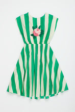 Load image into Gallery viewer, Maison Mangostan / Flowers Stripes Dress / White Green