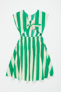 Maison Mangostan / Flowers Stripes Dress / White Green