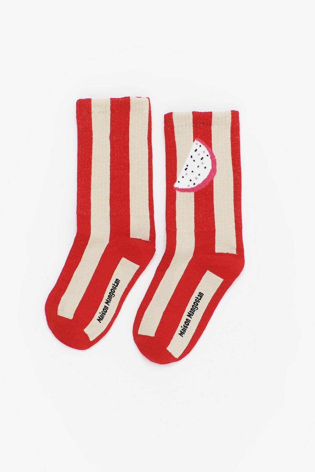 Maison Mangostan / Watermelon Stripes Socks / White Red