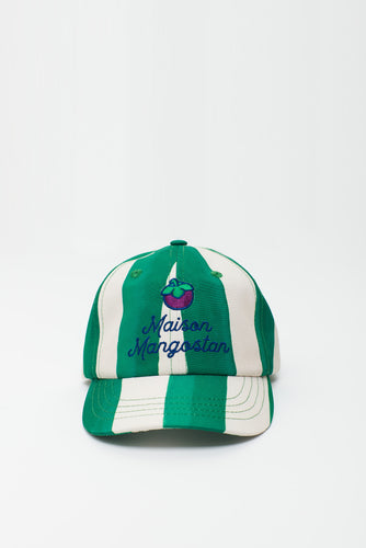 Maison Mangostan / Stripes Mangostan Logo Cap / White Green