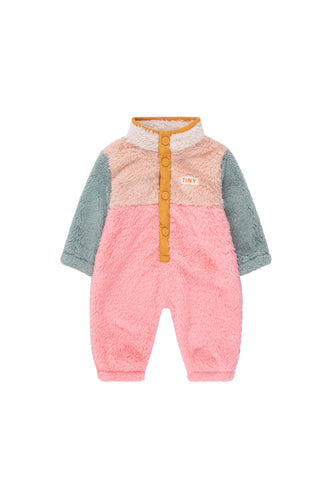 Tinycottons / BABY / Color Block Polar Sherpa One-piece / Wild Rose - Pink