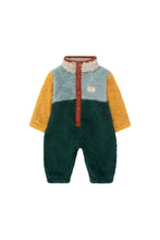 Load image into Gallery viewer, Tinycottons / BABY / Color Block Polar Sherpa One-piece / Warm Grey - Bottle Green