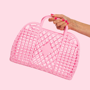 Sunjellies / Large Retro Basket / Bubblegum Pink