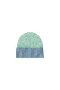 Tinycottons / KID / Color Block Beanie / Emerald - Warm Blue