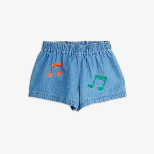 Mini Rodini / Lightweight Denim Shorts  / Note Emb / Blue