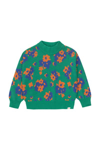 Tinycottons / KID / Flowers Mockneck Sweater / Emerald