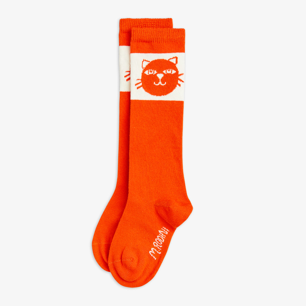 Mini Rodini / PRE SS25 / Knee-High Socks / Cats / Red