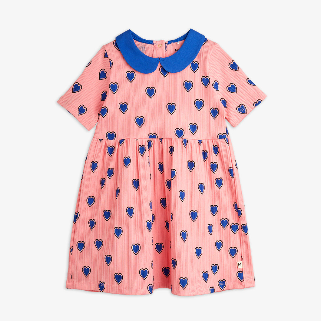 Mini Rodini / Short Sleeve Dress / Outlined Hearts AOP / Pink