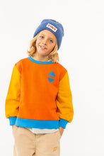 Load image into Gallery viewer, Tinycottons / KID / Color Block Sweatshirt / Brick - Deep Yellow