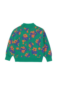 Tinycottons / KID / Flowers Mockneck Sweater / Emerald