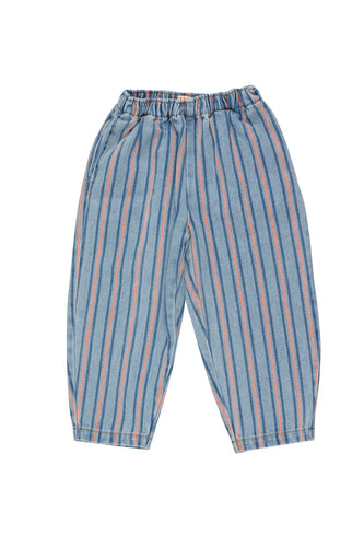 Tinycottons / KID / Stripes Multicolor Pant / Light Blue Denim