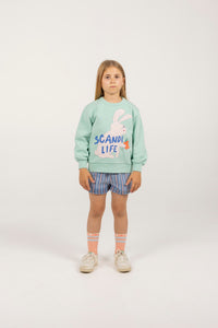 Tinycottons / KID / Stripes Multicolor Short / Light Blue Denim