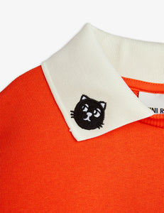 Mini Rodini / PRE SS25 / Sweatshirt / Cats Emb Collar / Red