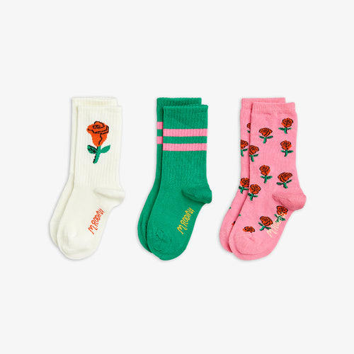 Mini Rodini / PRE SS25 / Socks / 3-Pack / Roses / Multi