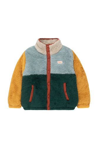 Tinycottons / KID / Color Block Polar Jacket / Warm Green - Bottle Green