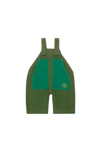 Tinycottons / BABY / Color Block Dungaree / Moss Green