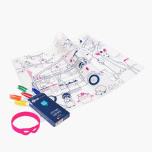 Load image into Gallery viewer, SuperPetit / Colouring Placemat Kit / Dream Van / Pink Bracelet