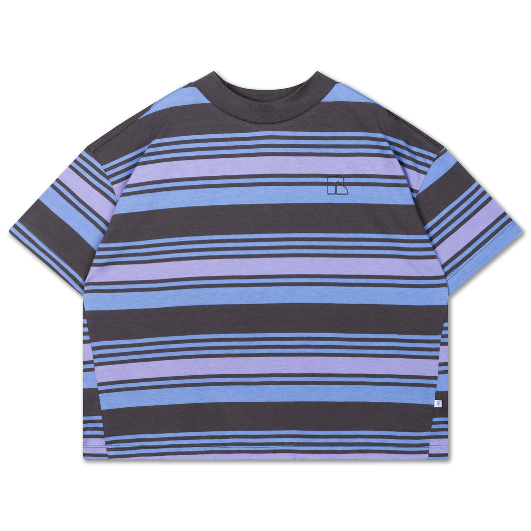 Repose AMS / Boxy Tee / Multi Grey Purple Stripe