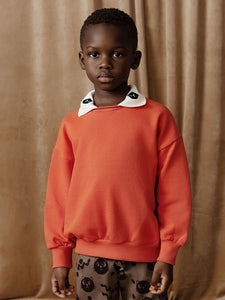 Mini Rodini / PRE SS25 / Sweatshirt / Cats Emb Collar / Red