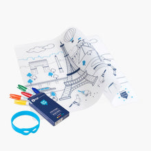 Load image into Gallery viewer, SuperPetit / Colouring Placemat Kit / Paris / Blue Bracelet