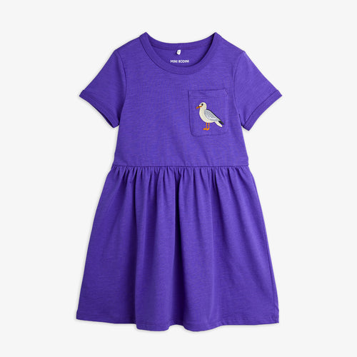 Mini Rodini / Short Sleeve Dress / Seagull Emb / Purple